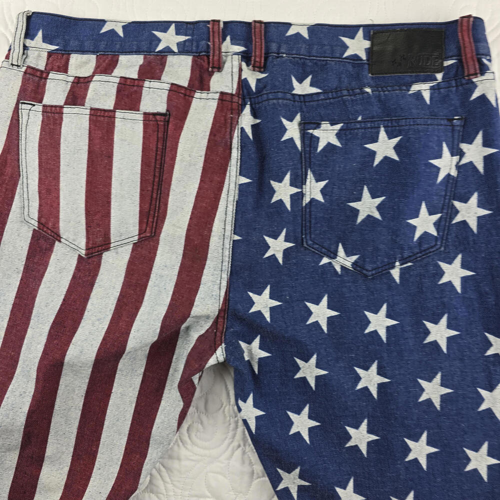 Rude Skinny American Flag Jeans Cotton, Spandex Size 40×32 - Picture 4 of 6